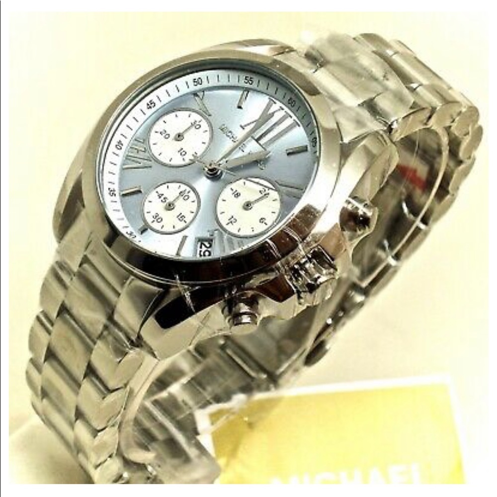 Michael Kors silver and blue Bradshaw watch